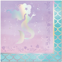 Mermaid Shine Party Supplies Iridescent Lunch Napkins 16 Pack
