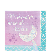Mermaid Shine Party Supplies Iridescent Have all the Fun Lunch Napkins 16 Pack