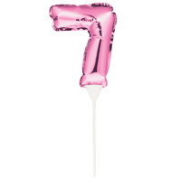 Pink Self-Inflating Number 7 Balloon Cake Topper