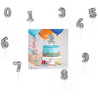 Silver Self-Inflating Balloon Cake Toppers 0 - 9 You Choose Number
