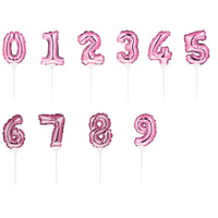 Pink Self-Inflating Balloon Cake Toppers 0 - 9 You Choose Number