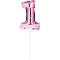 Pink Self-Inflating “1” Balloon Cake Topper