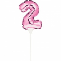 Pink Self-Inflating “2” Balloon Cake Topper