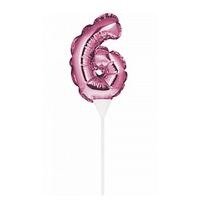 Pink Self-Inflating “6” Balloon Cake Topper