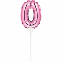 Pink Self-Inflating “0” Balloon Cake Topper