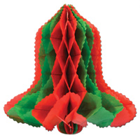 Christmas Party Supplies Red and Green Honeycomb Tissue Bell Decoration