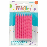 Birthday Party Supplies Spiral Glitter Candles Pink 24 Pack