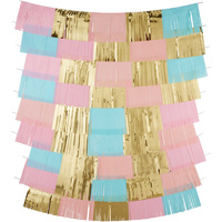 Pastel Fringe Backdrop Decoration 152.4cm wide Approx Gold Pink Teal