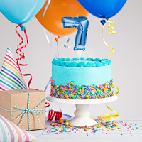 Blue Balloon Mini Foil Cake Topper: Number 7