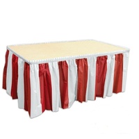 Circus Party Striped Red & White Table Skirt Decoration