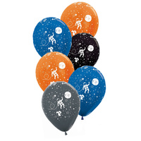 Outer Space Bouquet Balloons x 6 - 2 Blue, 2 Orange, 1 Grey, 1 Black
