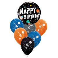 Space Astronaut Small Balloon Bouquet - 1 Happy Birthday Round Foil, 6 Latex