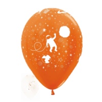 Space Astronaut Balloons Single Latex Outer Space Metallic Orange Latex x1