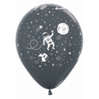 Space Astronaut Balloons Single Latex Outer Space Metallic Grey Latex x1