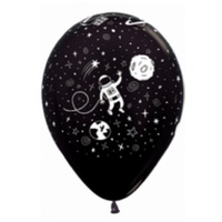 Space Astronaut Balloons Latex Outer Space Metallic Black Latex x1
