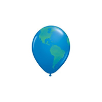 World Globe Green & Blue Latex Balloons 28cm x1 