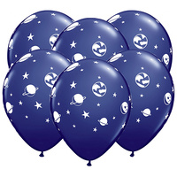 Space Fun Balloons Single Latex 28cm x6 Pack Navy Blue