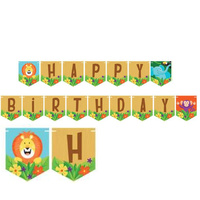 Jungle Safari Shaped Ribbon Happy Birthday Banner