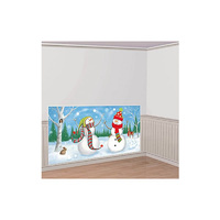 Christmas Whimsical Snowmen Scene Setter Add on Wall Decoration