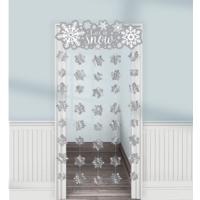 Winter "Let it Snow" Door Way Curtain Decoration with Snowflakes