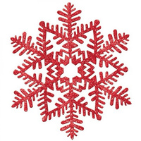 Christmas Red Glitter Snowflake Plastic Decoration 28cm Approx