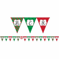 Merry Christmas Paper Pennant Banner Red Green White
