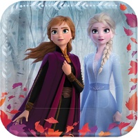 Frozen 2 Square Metallic Dinner Plates with Ana & Elsa 8 Pack