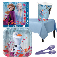 Disney Frozen 8 Guest Deluxe Pack Cups, Plates, Napkins, Tablecover, Spoons