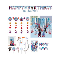 Disney Frozen Decorating Kit Deluxe, Birthday Banner, String Decorations, Table Kit, Confetti, Scene Setter w/props