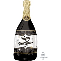 Happy New Year Champagne Bottle SuperShape Foil Balloon 36cm x 91cm