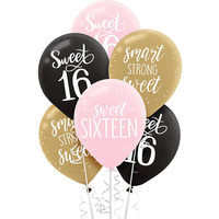 16th Elegant Sweet Sixteen Latex Balloons 15 Pack