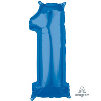 Number 1 Blue Foil Mid Size Shape Balloon 66cm