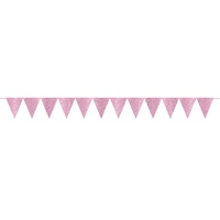 Large Paper Pennant Banner Glittered Light Pink Sparkle