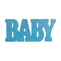 Baby Shower Boy Standing MDF Blue Glittered Sign Baby