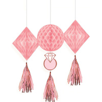 Blush Wedding Honeycomb Hanging Decorations 3 Pack