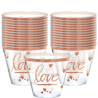 Rose Gold Bride Plastic Tumblers Love Hot Stamped x 30 Pack