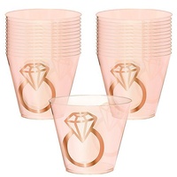 Blush Wedding Plastic Tumblers Diamond Hot Stamped x 30 Pack