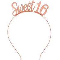 16th Blush Rose Gold Elegant Sweet 16 Sixteen Metal Headband