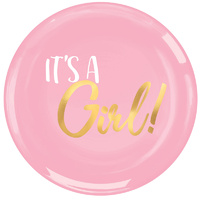 Baby Shower It's a Girl Plastic Round Cake Lunch Dessert Plates 20 Pack