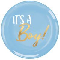 Baby Shower It's a Boy Plastic Round Cake Lunch Dessert Plates 20 Pack