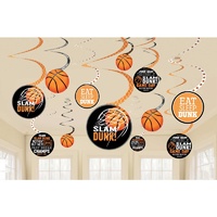 Nothin' But Net Basketball Spiral Hanging Decorations x12