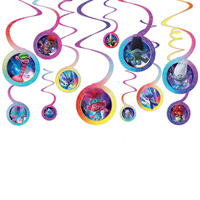 Trolls World Tour Spiral Hanging Swirl Decorations Value 12 Pack
