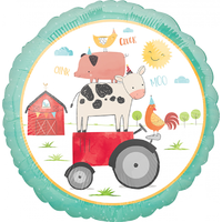 45cm Standard Farm Barnyard Birthday Round Foil Balloon