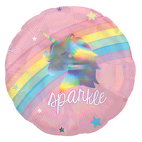 Magical Rainbow Sparkle Unicorn 45cm Standard Holographic Balloon