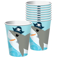 Pirate Shark Ahoy Birthday Paper Cups 18 Pack
