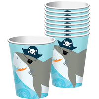 Pirate Shark Ahoy Birthday Paper Cups 18 Pack