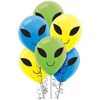 Space Alien Blast Off Birthday 30cm Printed Latex Balloons 15 Pack
