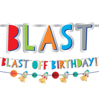 Space Party Blast Off Birthday Banner Kit 2 Banners in 1 Pack