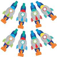 Space Blast Off Rocket Birthday Blowouts 8 Pack