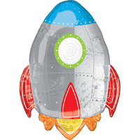 Blast Off Birthday Rocket SuperShape XL Foil Balloon